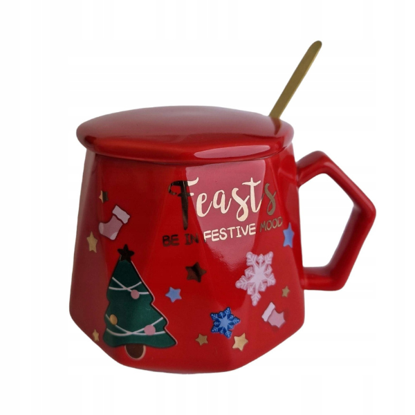 Zestaw prezentowy kubek świąteczny z łyżeczką
