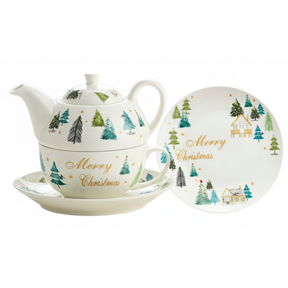 Zestaw świąteczny dzbanek z filiżanką i talerzykiem